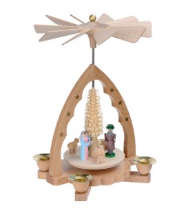 Mini Pyramide De Noël En Bois Avec Nativité