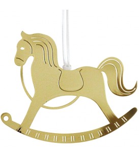 Cheval à bascule design en métal doré à suspendre
