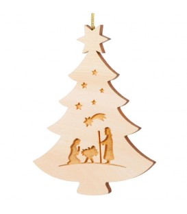 Pendentif sapin de Noël en bois, crèche de Noël