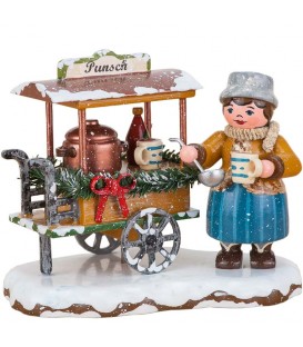 Village de Noël miniature, vendeuse de vin chaud