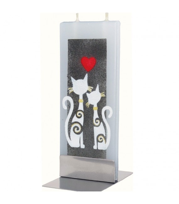 Bougie décorative motif chats et coeur