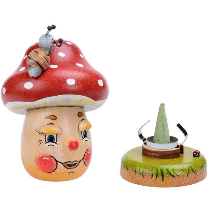 Personnage brûle-encens champignon joyeux