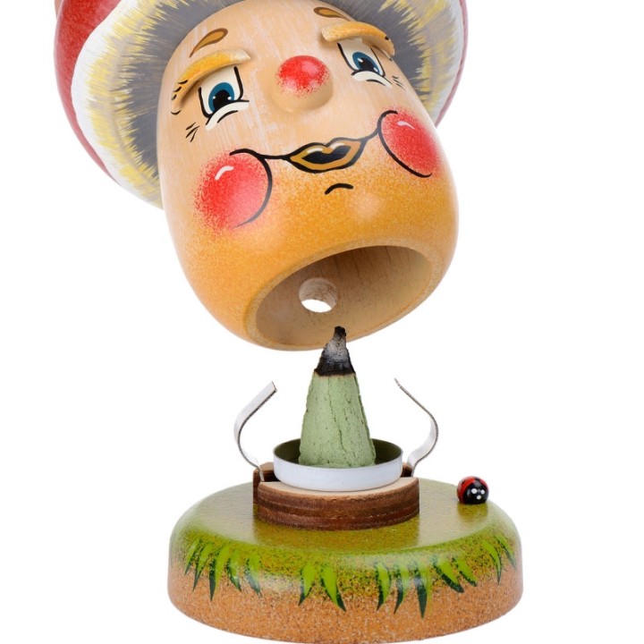 Personnage brûle-encens champignon joyeux