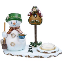 Personnage porte encens bonhomme de neige avec bougeoir