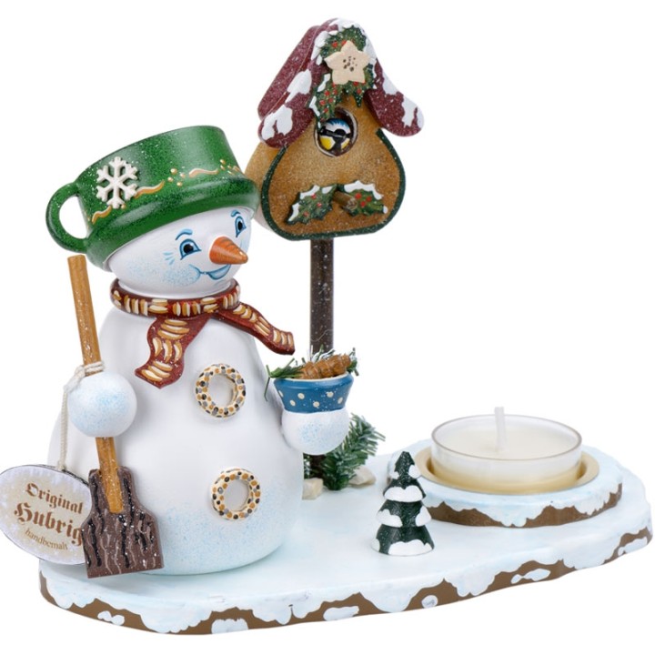 Personnage porte encens bonhomme de neige avec bougeoir