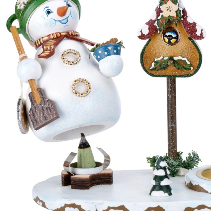 Personnage porte encens bonhomme de neige avec bougeoir