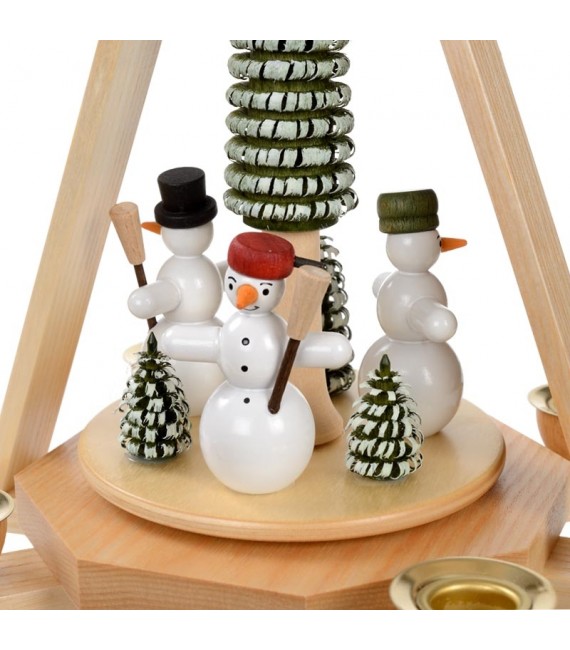 Manège de Noël en bois bonhommes de neige