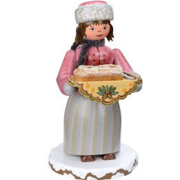 Personnage porte encens jeune fille et gâteau