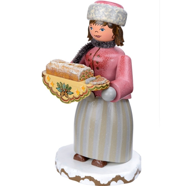 Personnage porte encens jeune fille et gâteau