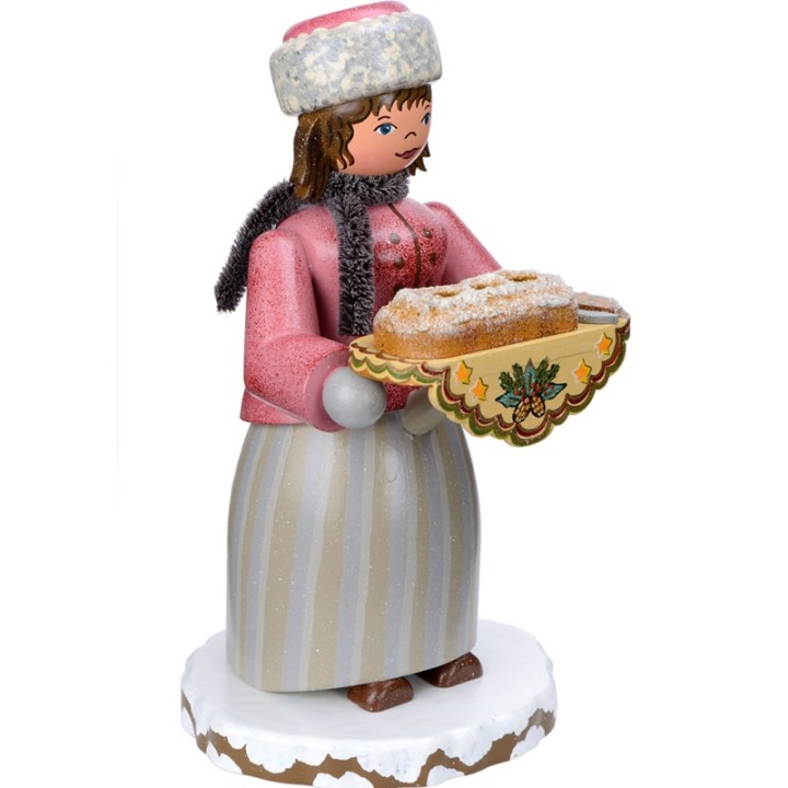Personnage porte encens jeune fille et gâteau
