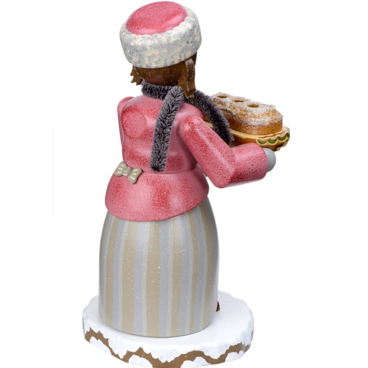 Personnage porte encens jeune fille et gâteau