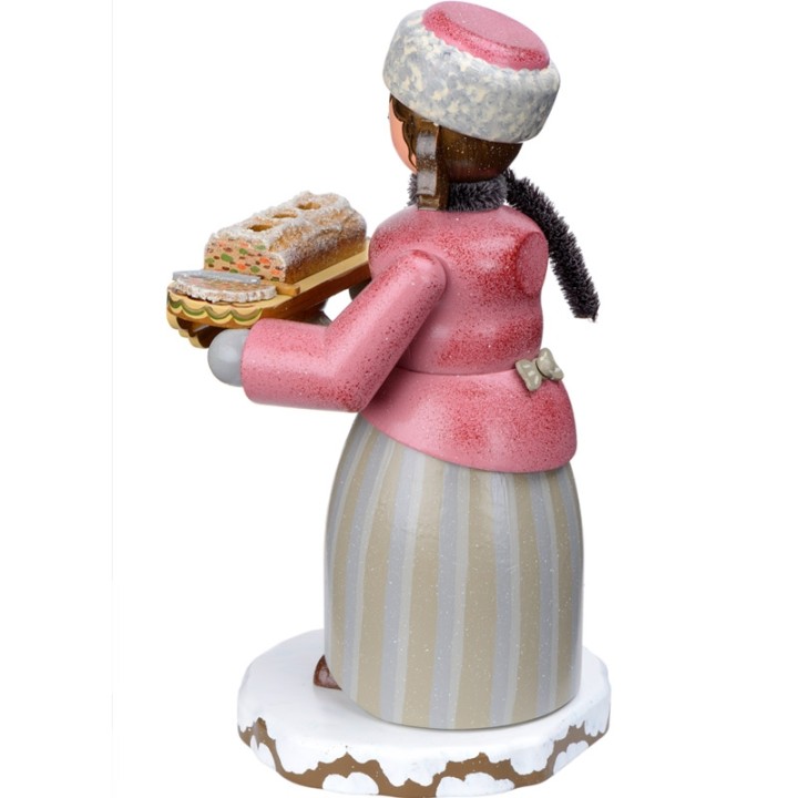 Personnage porte encens jeune fille et gâteau