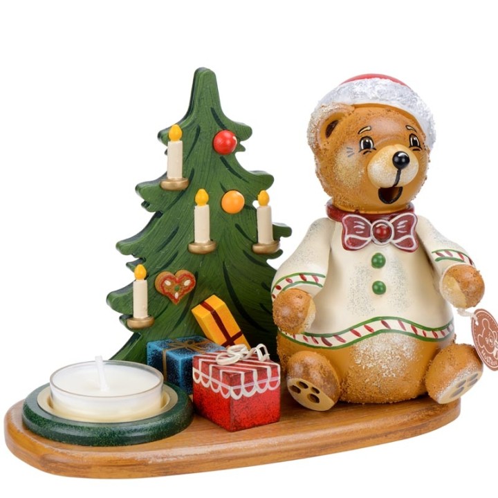 Figurine porte encens ourson et bougeoir