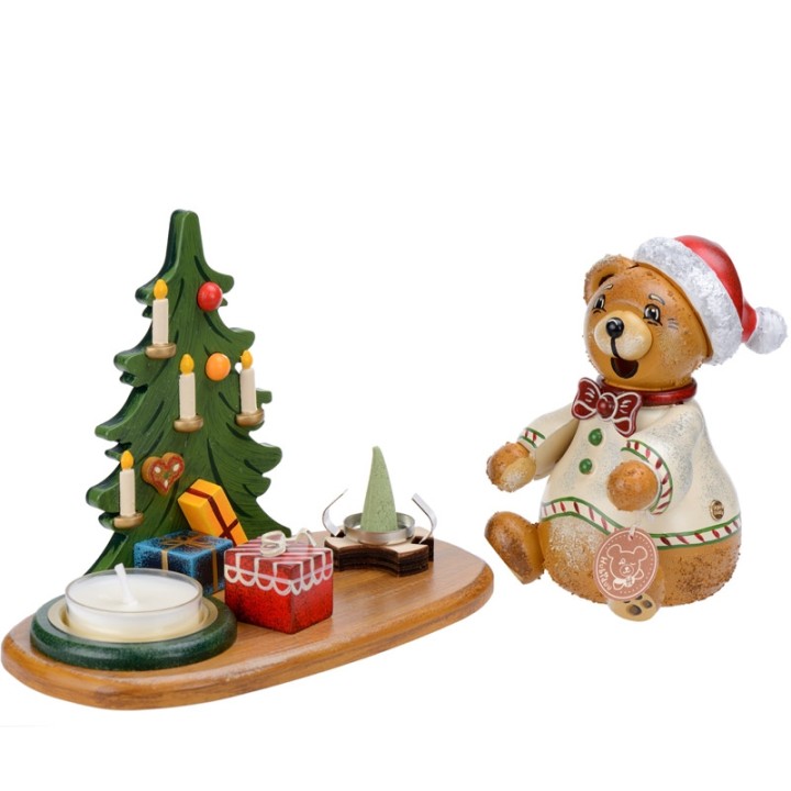 Figurine porte encens ourson et bougeoir