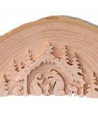Crèche de Noël en relief, taillée dans un rondin de bois, 15 cm