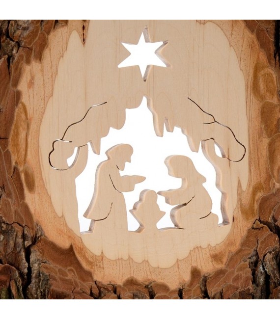 Crèche de Noel en écorce de bois, grande taille