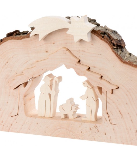 Crèche de Noël demi ronde avec figurines ciselées, 8,5 cm