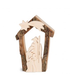 Petite crèche de Noël en écorce 7,5 cm, avec nativité en bois d'érable