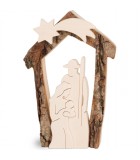 Crèche de Noël en écorce 12,5 cm, avec nativité en bois d'érable