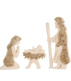 Marie, Joseph et enfant Jésus en écorce de bois, 10 cm