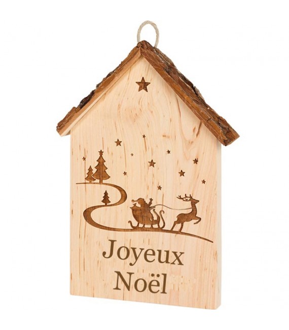 Plaque de porte en bois à suspendre "Joyeux Noël"