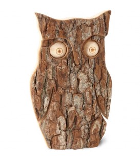 Hibou en bois d'écorce, 16 cm