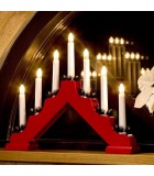 Chandelier de Noël en bois à bougie électrique, rouge