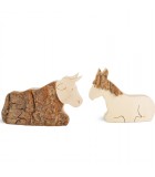 Animaux en bois pour crèche de Noël, l'âne et boeuf, 6 cm