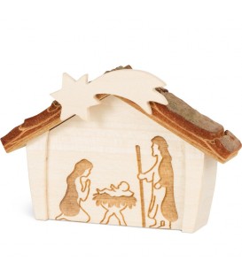 Mini crèche de Noël en bois 4 cm, avec nativité gravée au laser