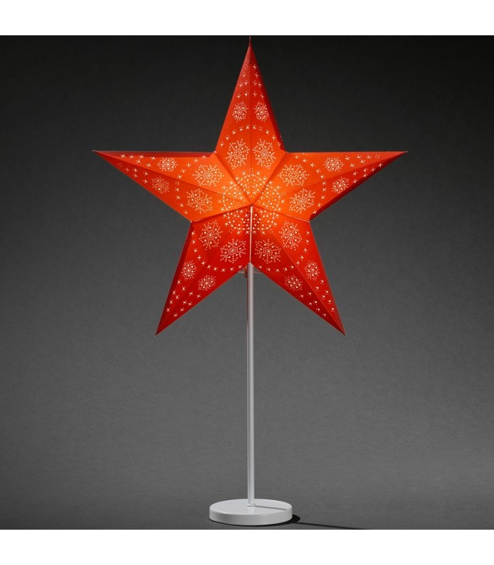 étoile 3D pour fenêtre debout en blanc avec câble E14 410305 étoiles décoratives éclairées en papier avec socle en métal Eglo Lampadaire avec étoile de Noël 
