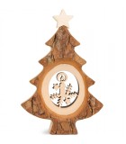 Sapin de Noël en bois avec bougie ciselée, 12 cm