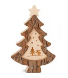 Sapin de Noël en bois avec gravure élan, 15 cm