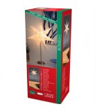 Étoile lumineuse électrique 7 branches en papier, blanche, sur pied cuivré 48 cm