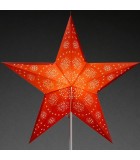 Étoile lumineuse électrique 5 branches en papier, rouge, sur pied laiton, 46 cm