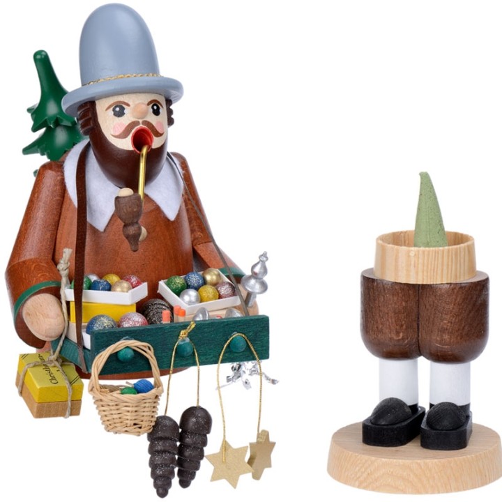 Personnage brûle-encens vendeur de déco de Noël