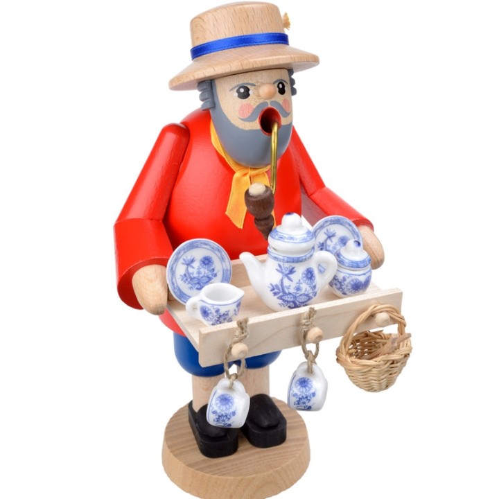 Figurine brûle-encens vendeur de porcelaine