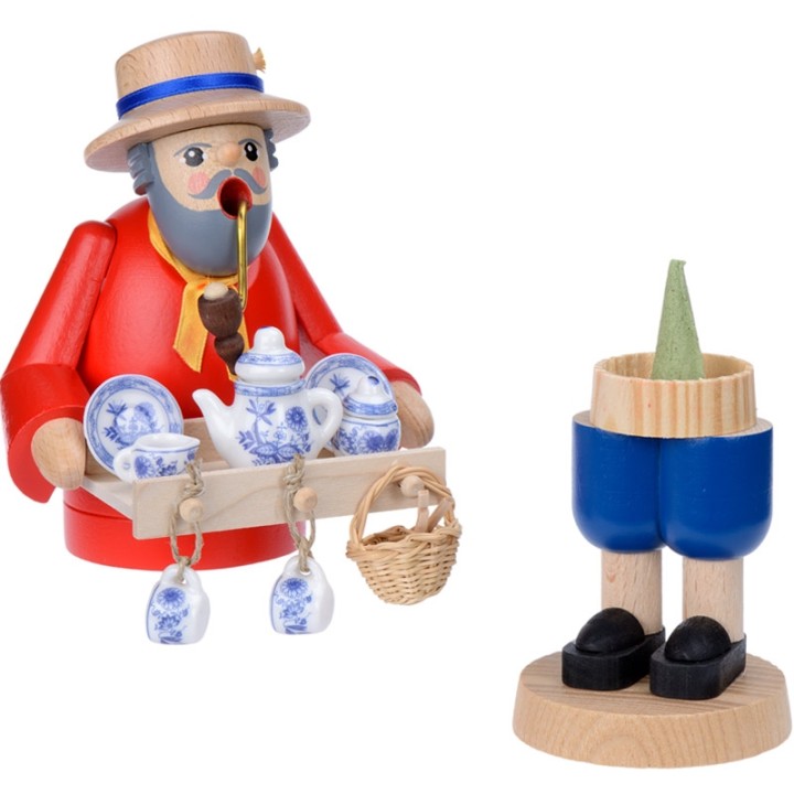 Figurine brûle-encens vendeur de porcelaine