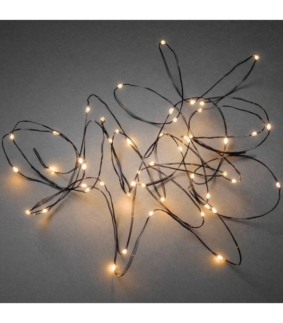 Guirlande lumineuse LED effet gouttes, 50 diodes ambrées, fil noir