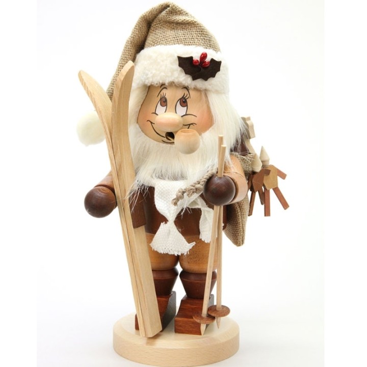 Lutin brule-parfum à ski avec hotte de jouets