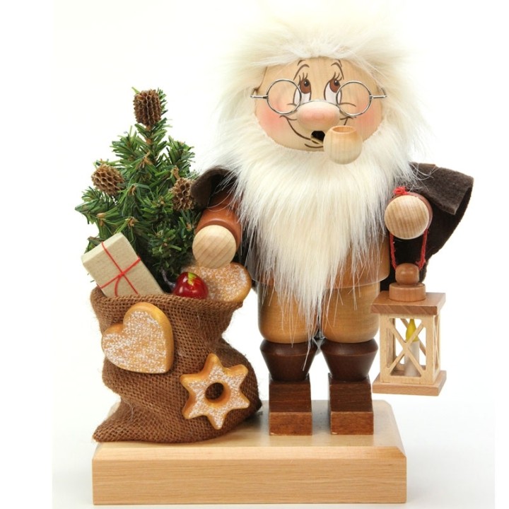 Lutin brule-parfum père Noel avec hotte à jouet