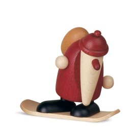 Père Noël rouge sur snowboard