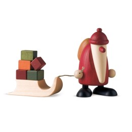 Père Noël en bois  et luge de cadeaux