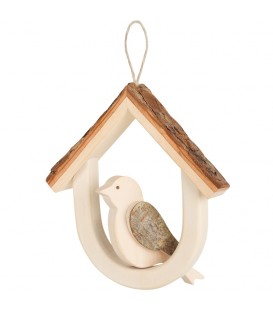 Décoration de fenêtre : petit oiseau dans maisonnette 13 cm