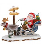 Village de Noël miniature,, père Noël sur traineau et rennes