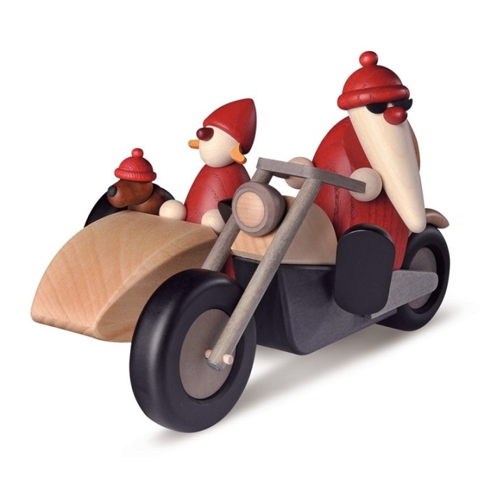 Père Noël rouge en side-car