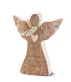 Petit ange de Noël en bois, avec coeur et écharpe, 6,5 cm
