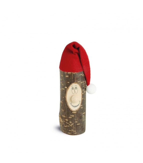Lutin père Noël en bois avec bonnet rouge, 8 cm