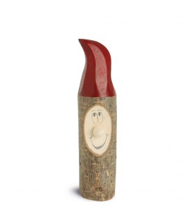 Lutin en bois père Noël avec bonnet rouge peint, 8,5 cm