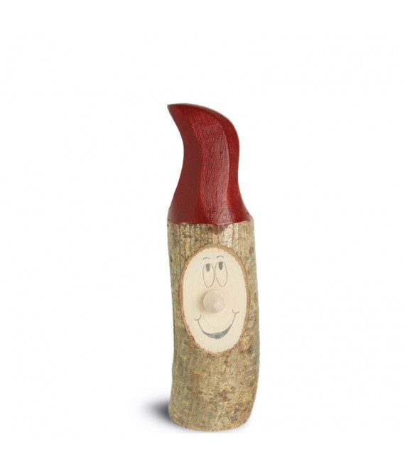 Lutin en bois père Noël avec bonnet rouge peint, 7 cm