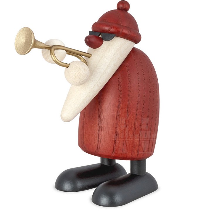 Père Noël en bois trompettiste